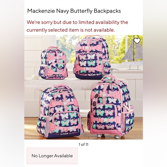 POTTERY BARN KIDS Mackenzie Butterfly Rolling Backpack and Lunchbox Set. - Picture 2 of 3
